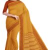 Mustered Yellow sleek red border Begumpuri Printed saree