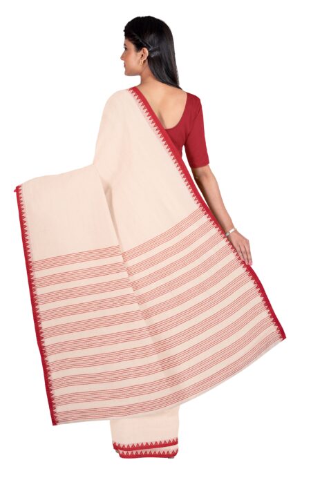 Red and White Begumpuri Printed Cotton Saree