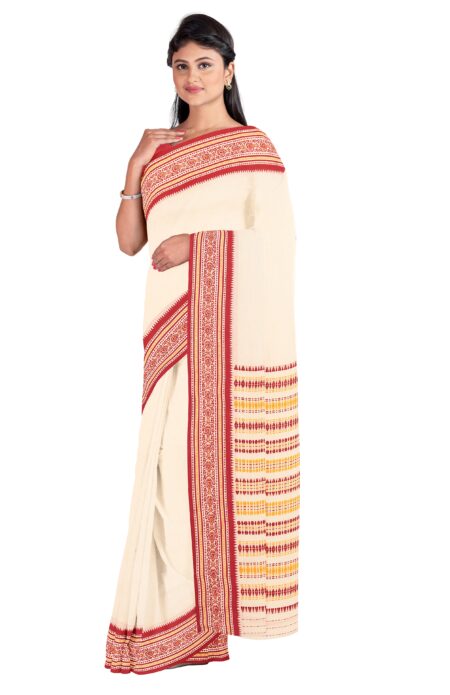 Begumpuri Cotton Saree Red & White