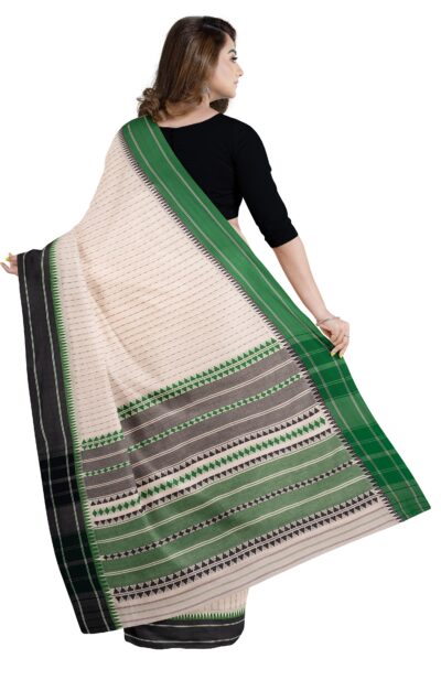 black & green Begumpuri Printed Cotton Saree