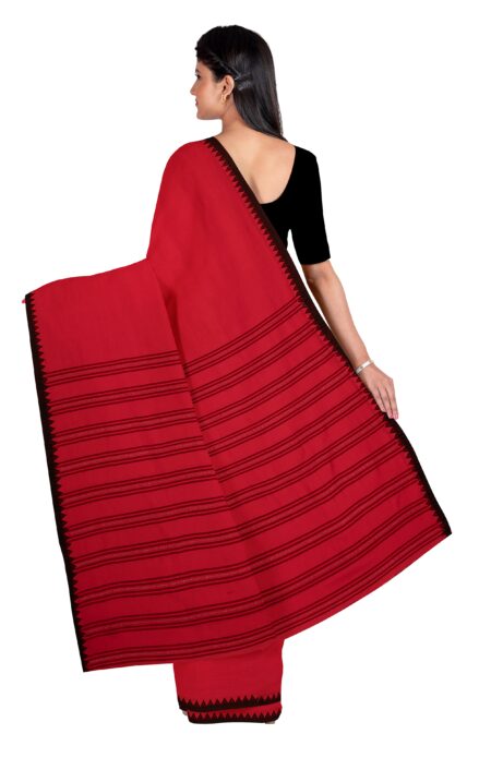 Red & Black Begumpuri Cotton Saree