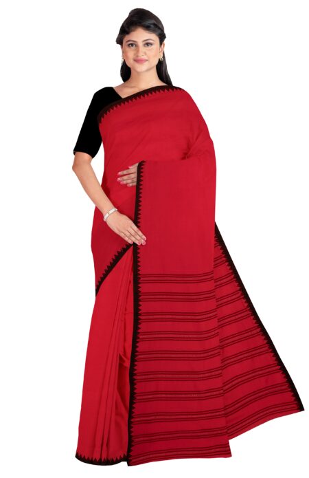 Red & Black Begumpuri Cotton Saree