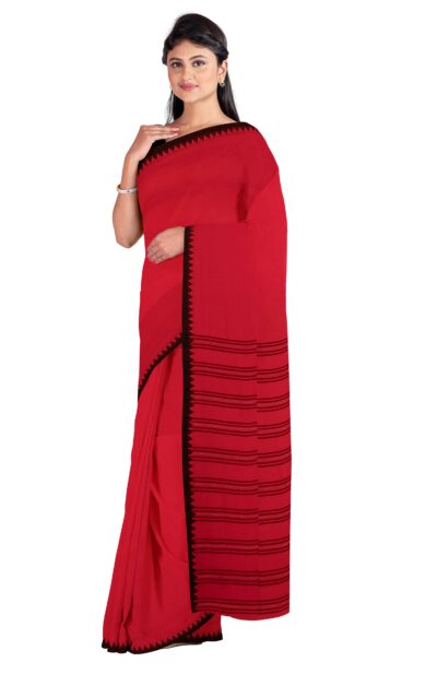 Red & Black Begumpuri Cotton Saree