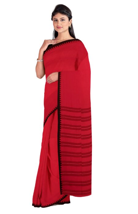 Red & Black Begumpuri Cotton Saree