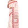 white and red Begumpuri Cotton Saree with blouse