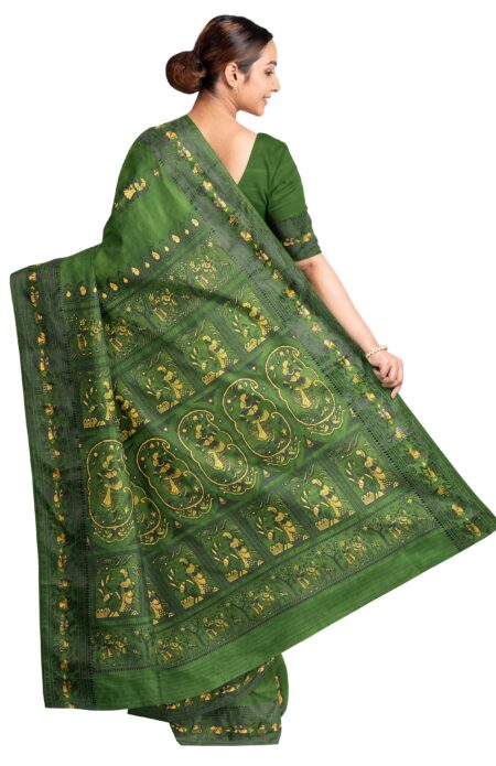 Baluchari Silk Saree - Green & Yellow