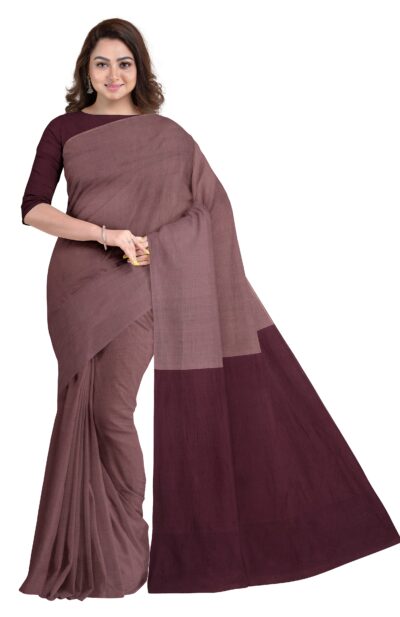 Solid Colour Tangail Cotton Saree with blouse
