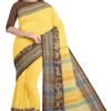 Santipuri Yellow Cotton Saree with Thick Par