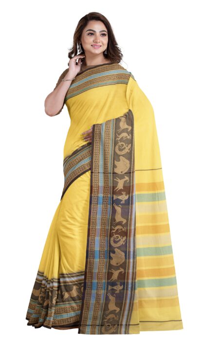 Santipuri Yellow Cotton Saree