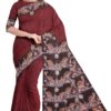 Red & Black Batik Cotton Saree with Batik Blouse