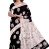 Black And White Batik Silk Saree