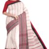 white, black and red Handwoven Dhaniakhali Cotton Saree