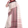 black and red Handwoven Dhaniakhali Cotton Saree