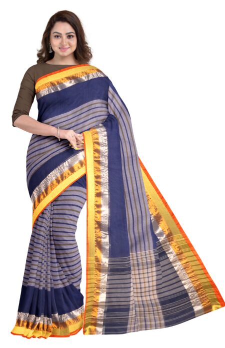 Powder Blue Handwoven Dhaniakhali Cotton Saree with blouse