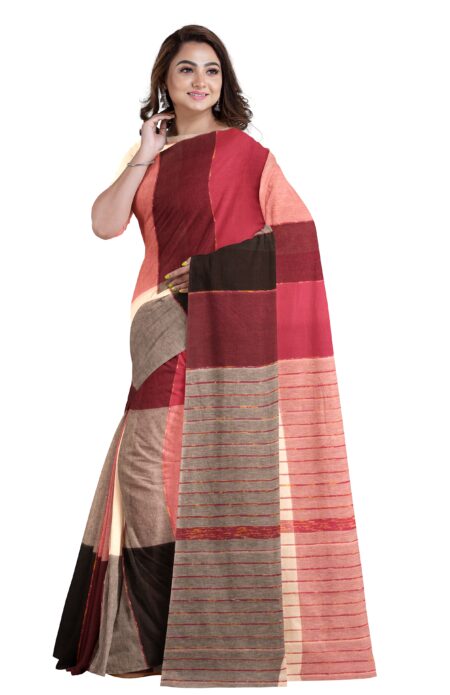 Red & Black Kantha Cotton Saree